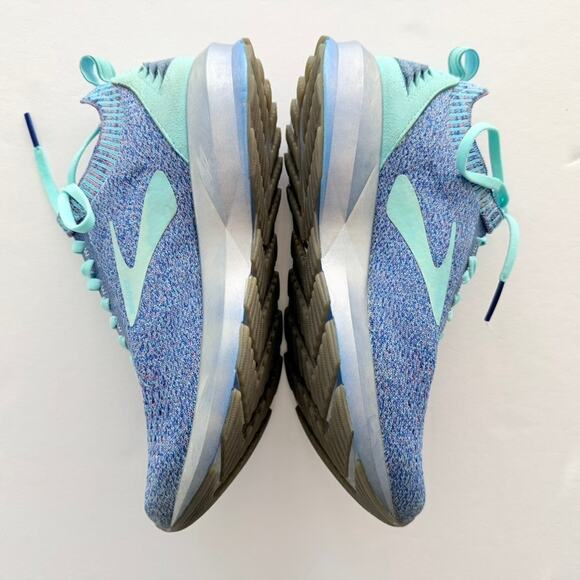 Brooks Levitate 2 Periwinkle Blue Teal Size 8 Knit Run Gym Walk Comfort Worn 1X - Picture 5 of 9